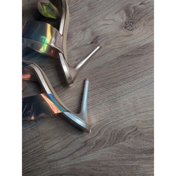 SJP Sarah Jessica Parker Iridescent PVC Mule Sandal Heels Women 8.5 EU 39 - Picture 13 of 16